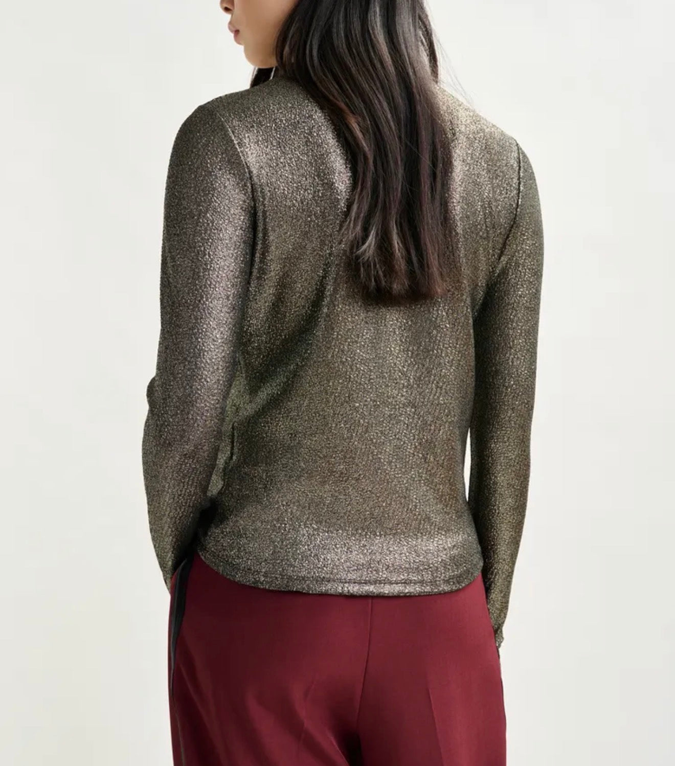 Essentiel Antwerp Stretch Jersey Turtleneck Top - Silver