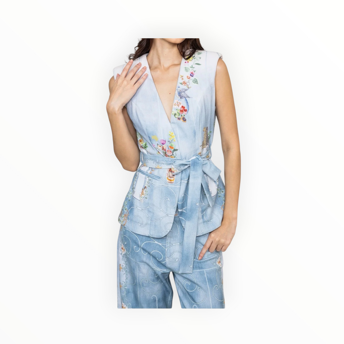 Ranna Gill Rafia Belted Waist Coat