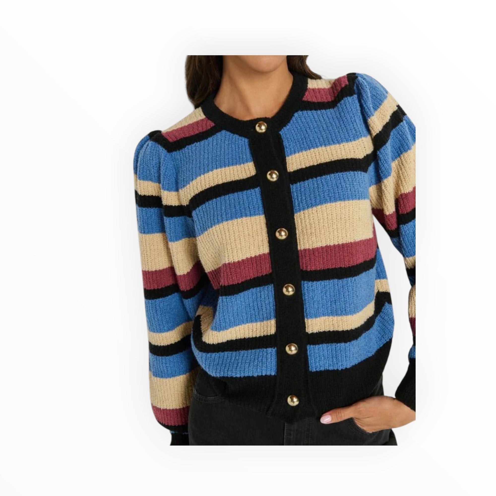 Nation Ltd Carmela Cardigan - Velour Multi Stripe