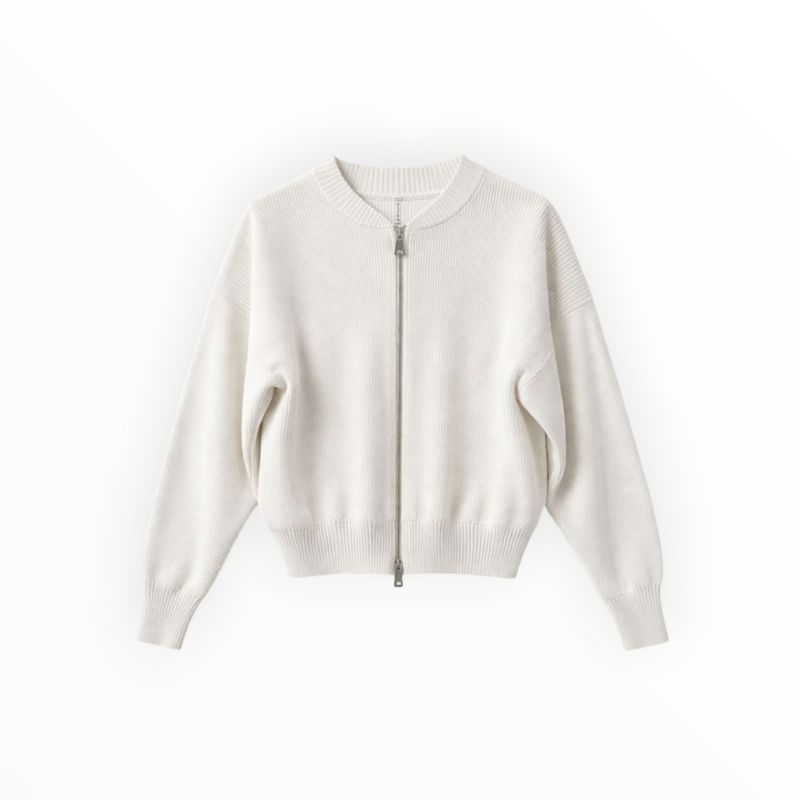 Liviana Conti Double Zip Cardigan - White