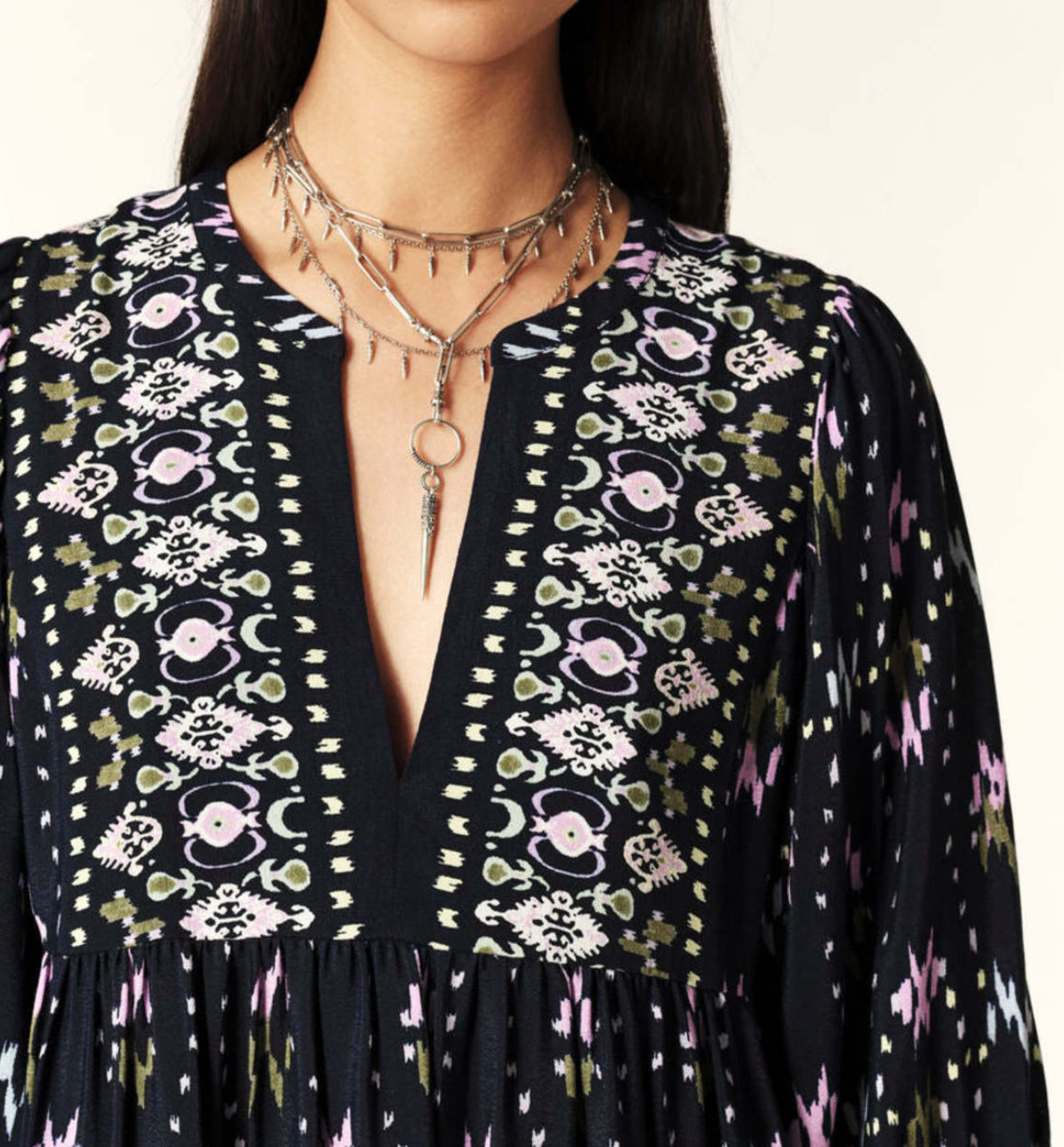 ba&sh Short Printed Naia Dress - Night Blue