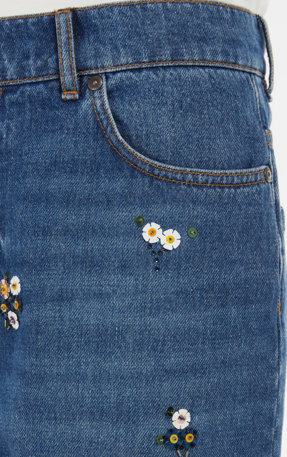 Weekend Max Mara Manetta Floral Detail Jeans - Navy