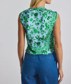 Derek Lam 10 Crosby Ariel Tile Print Asymmetric Top - Kelly Green Multi