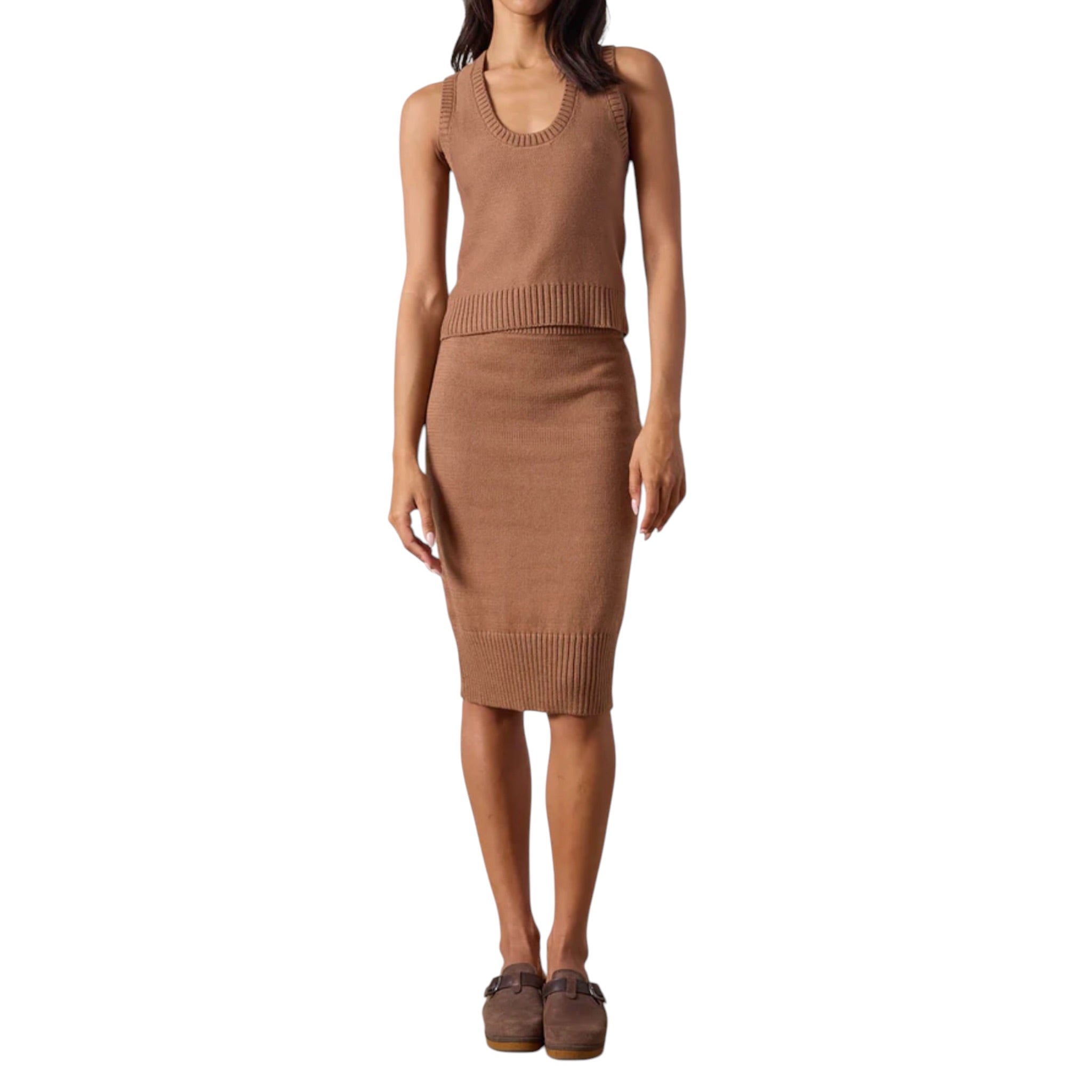 NSF Valeria Cotton Sweater Tank - Brown