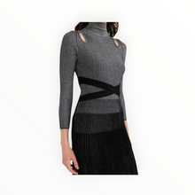 Shoshanna Berry Metallic Ribbed Cutout Dress