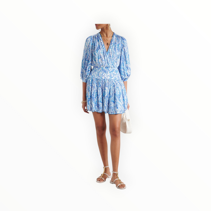 Poupette St. Barth Colleen Dress - Blue Wavy Animalier