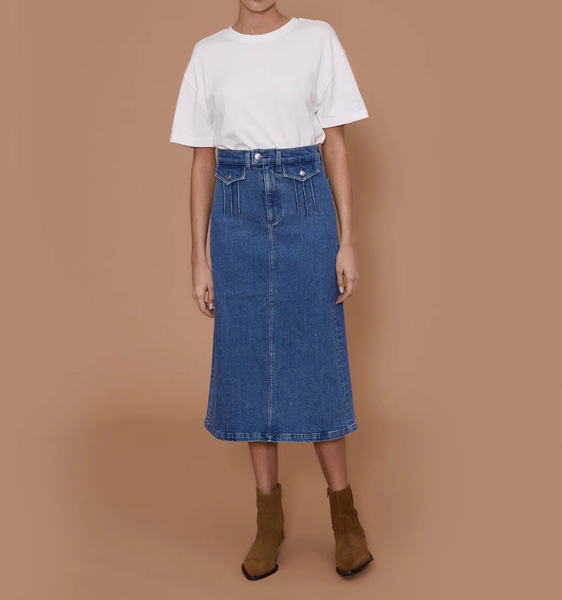 LE JEAN Stardust Denim Skirt - Marina