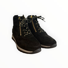 Gabor Zip Up + Lace Up Suede Bootie - Black