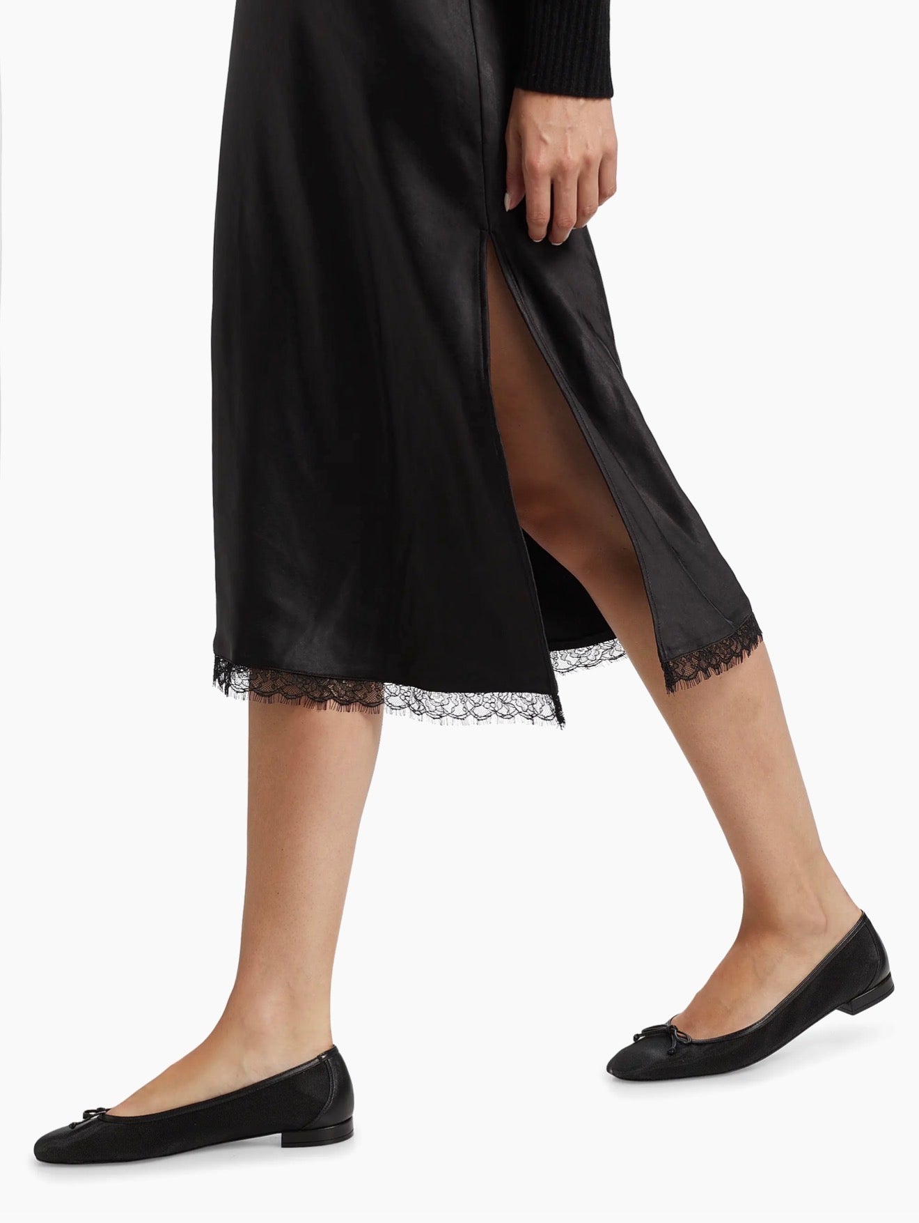 dh New York Mis Pieced Layered Midi Dress - Black