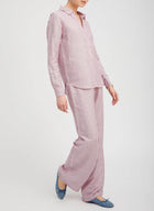 SPRWMN Pink Indigo Striped Linen Easy Pants