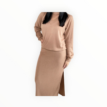 Stateside Rachel Chunky Rib Side Slit Skirt - Toffee