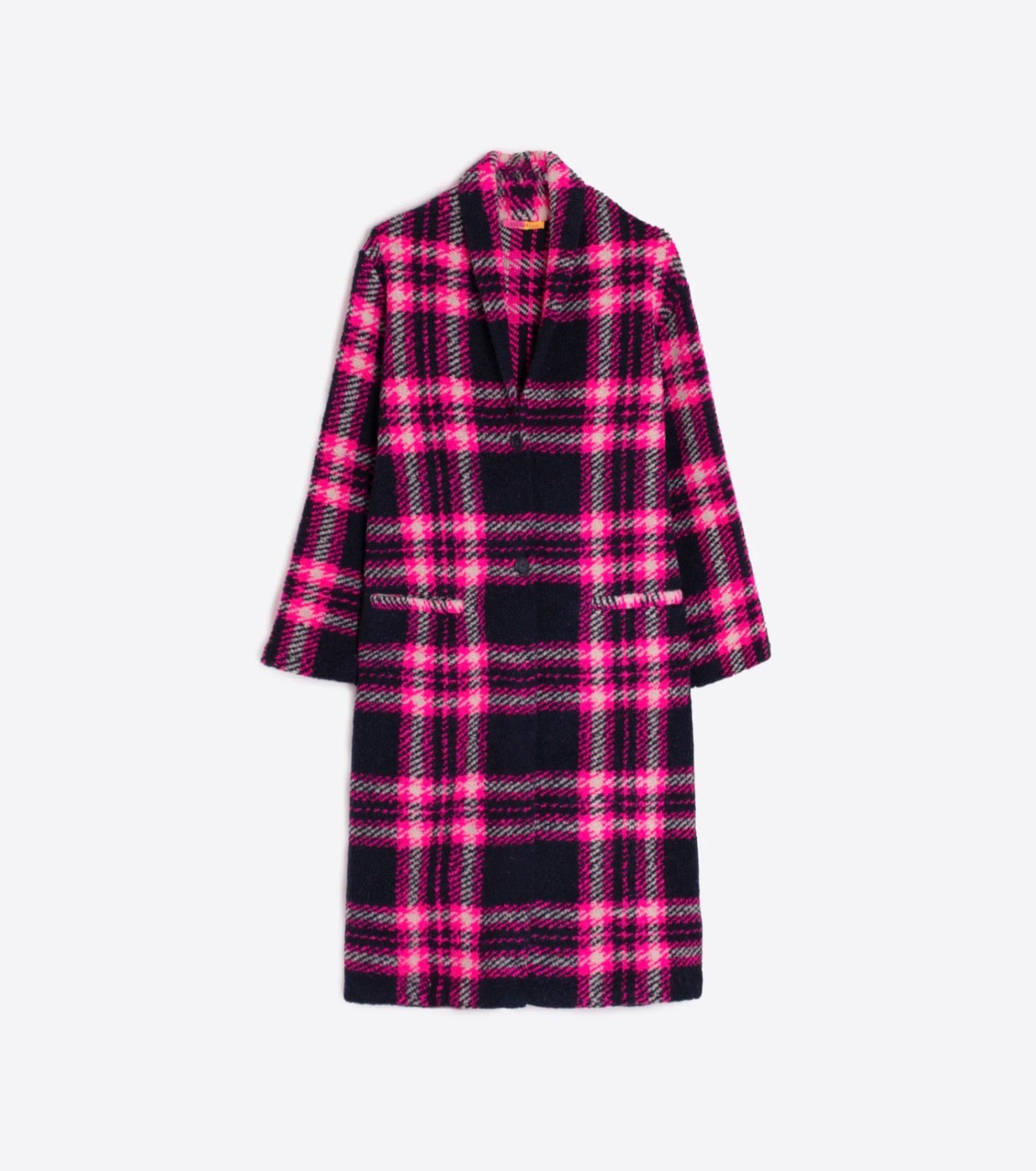 Vilagallo Claudia Coat - Navy/Blue/Pink Plaid