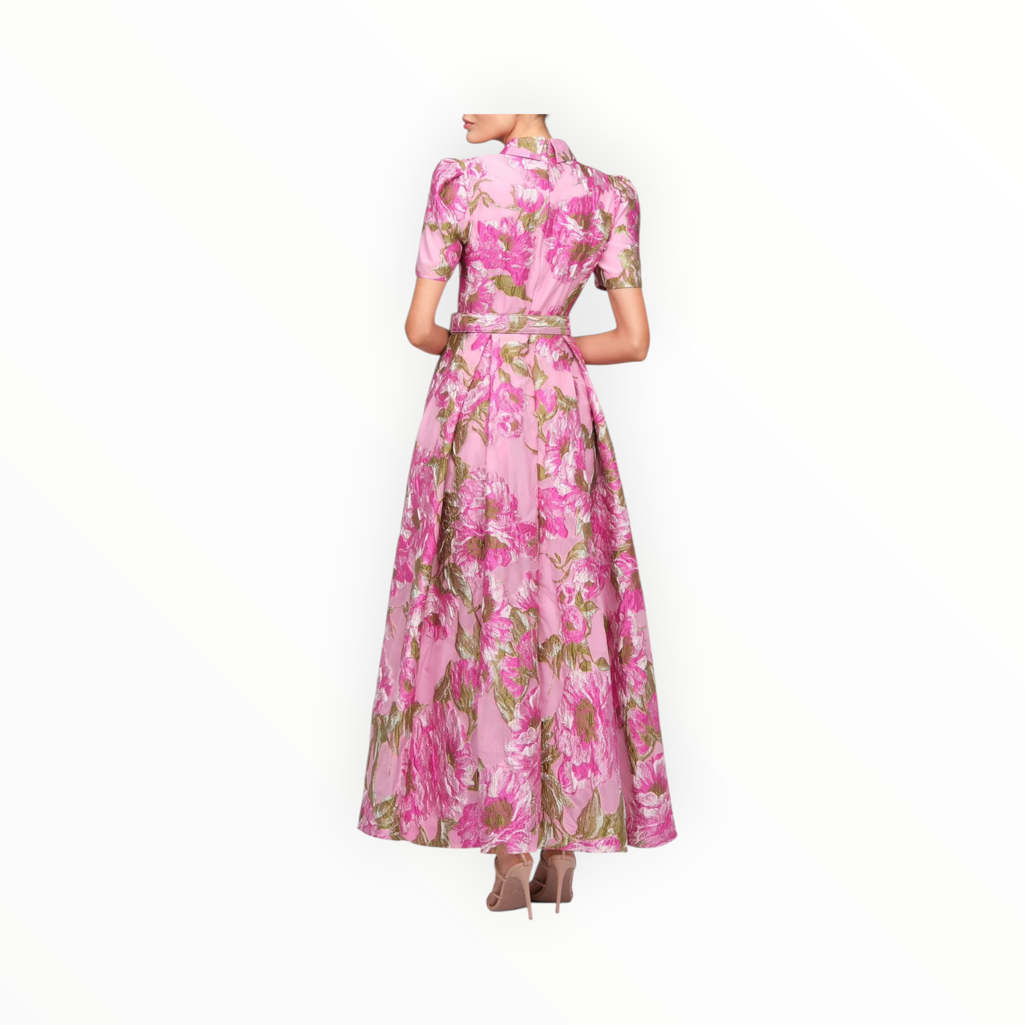 THEIA Abba Jacquard Gown - Opera Mauve/Meadow