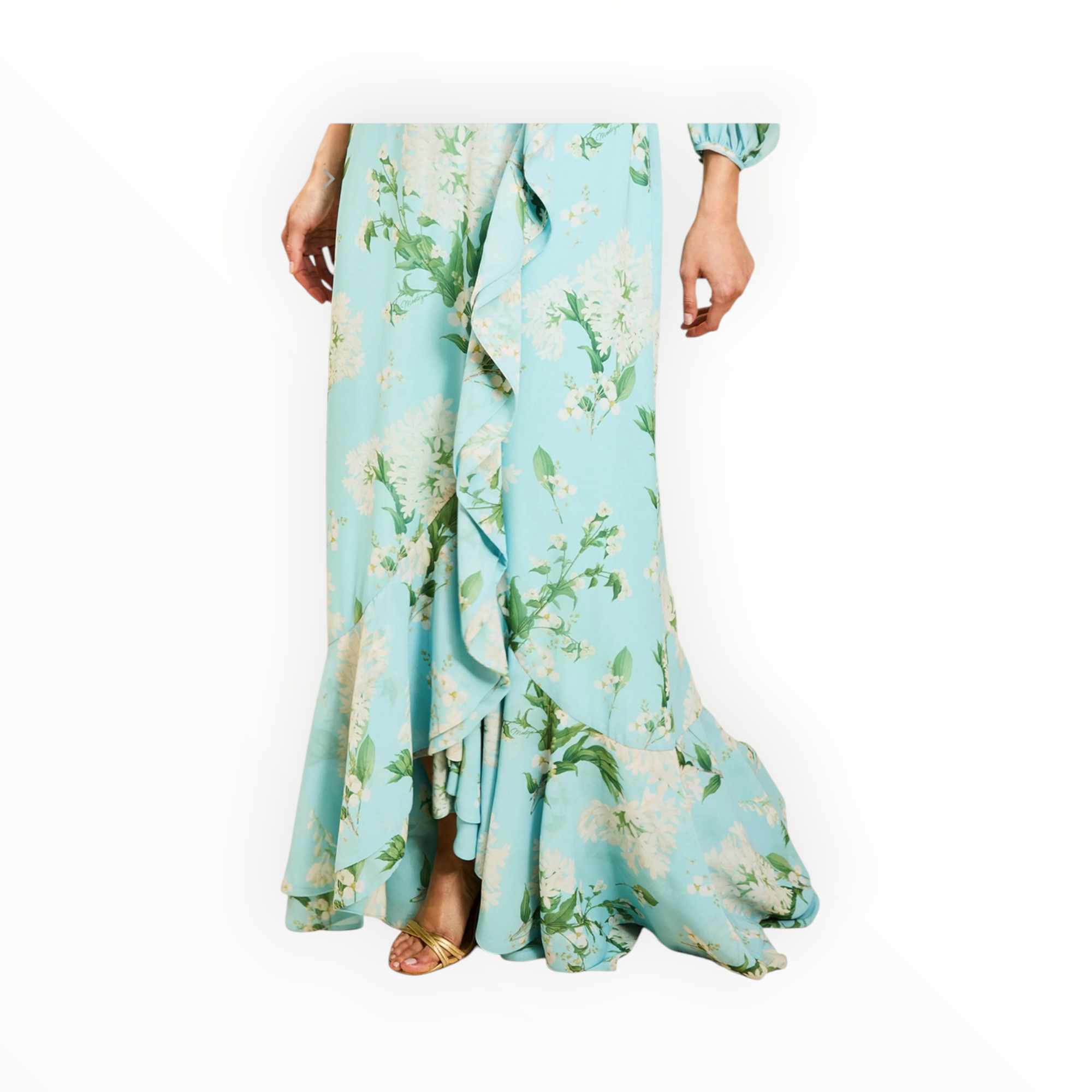 Mestiza Ophelia Chiffon Gown - Blue Botanica