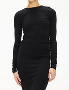 ÉTERNE Cropped Long Sleeve Fitted Top - Black