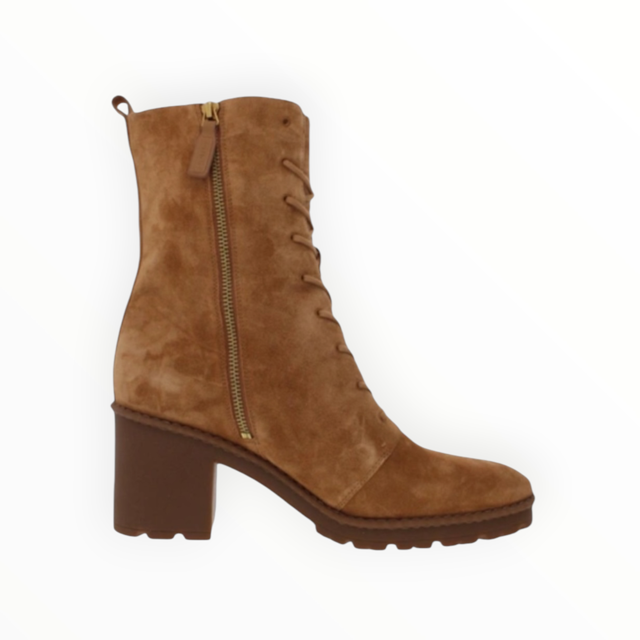 Vince Henderson Zipper Round Toe Lace Up Boot - Brown