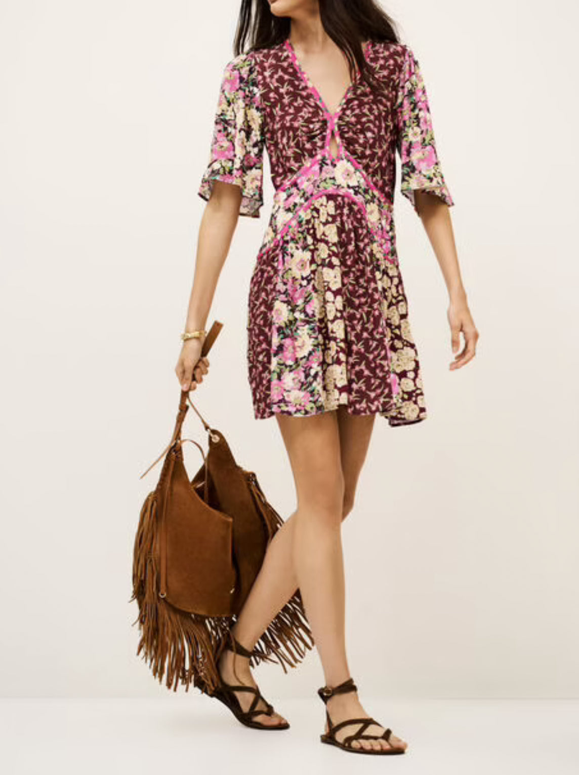 ba&sh Indrea Dress - Bordeux Multi