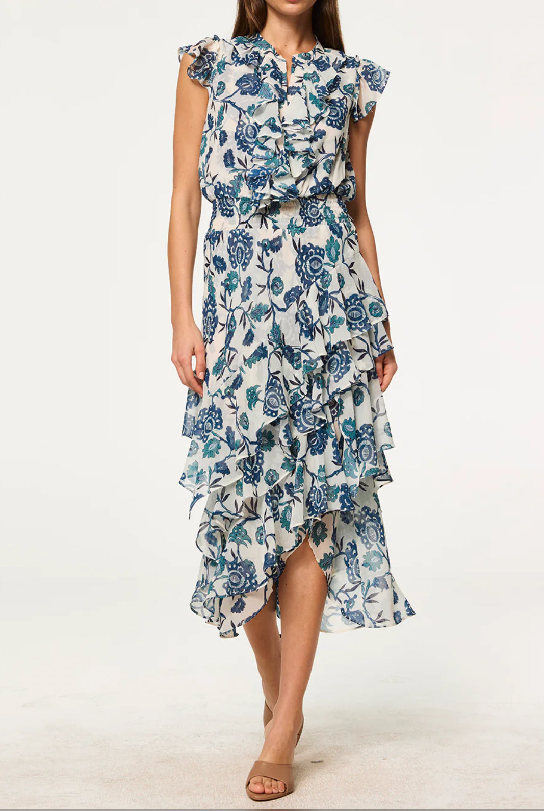 MISA Ilysa Dress - Teal Indigo Blooms