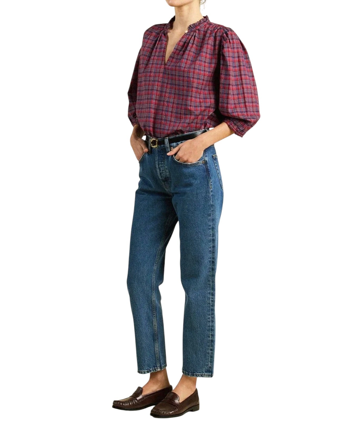 Trovata Orly Blouse - Mulled Wine Plaid