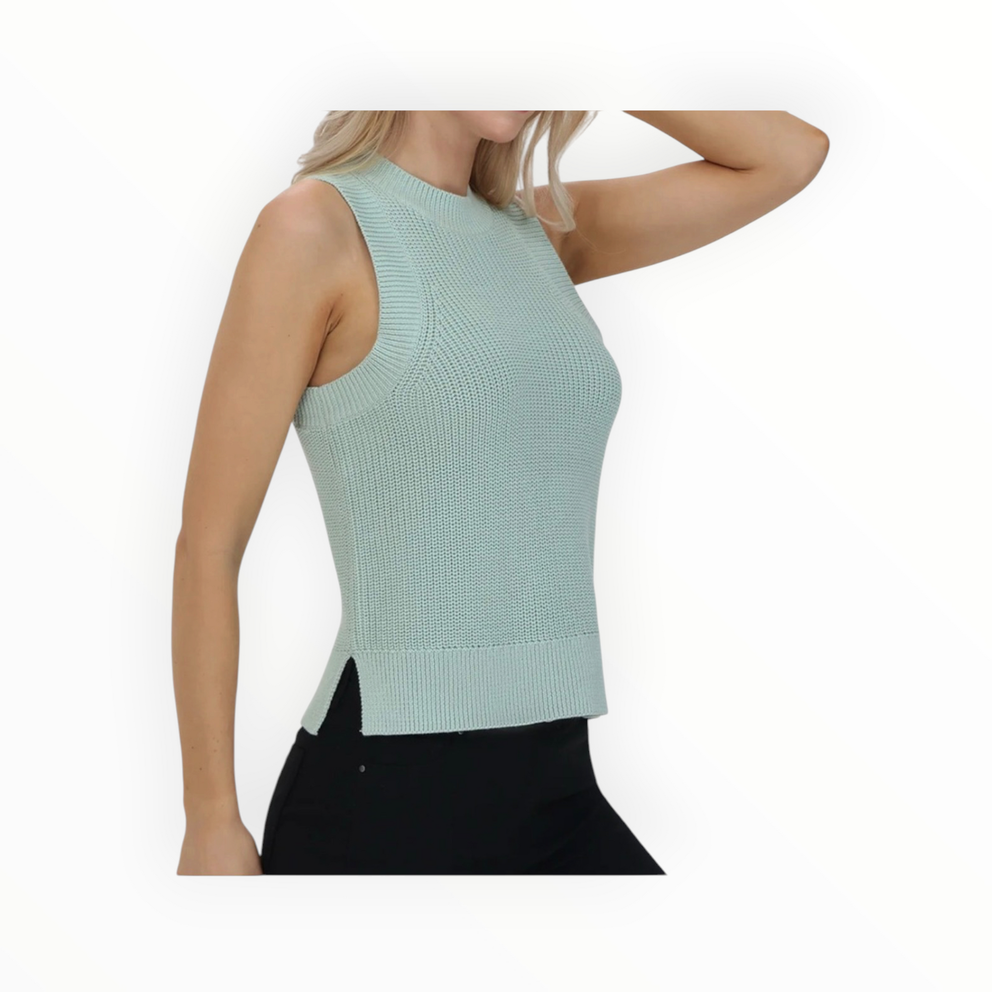 525 America Demi High Crewneck Cotton Tank - Silt Green