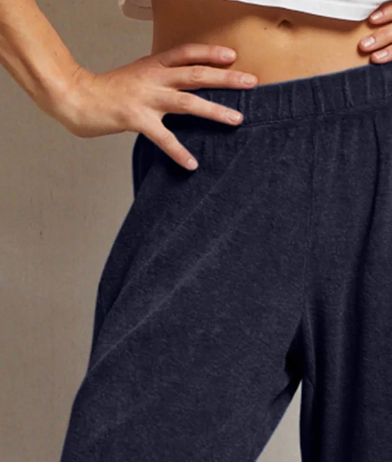 perfectwhitetee Katie Loop Terry Pants - Navy