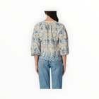 Shoshanna Fred Serra Embroidery Top - Flax/Powder Blue