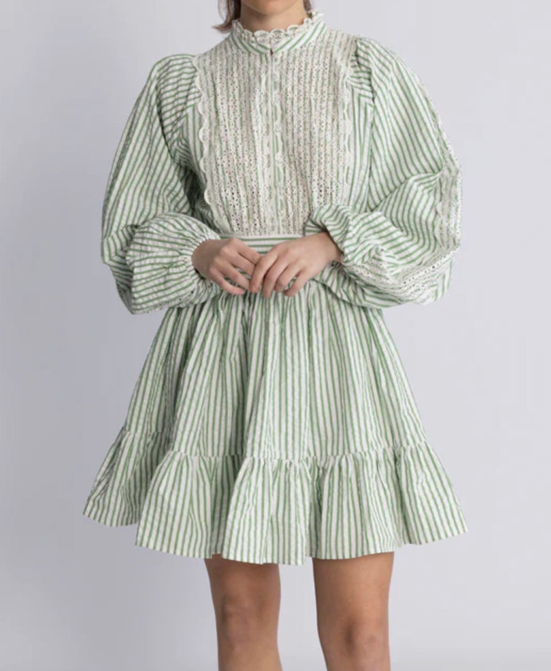 byTiMo Seersucker Mini Dress - Green Stripe