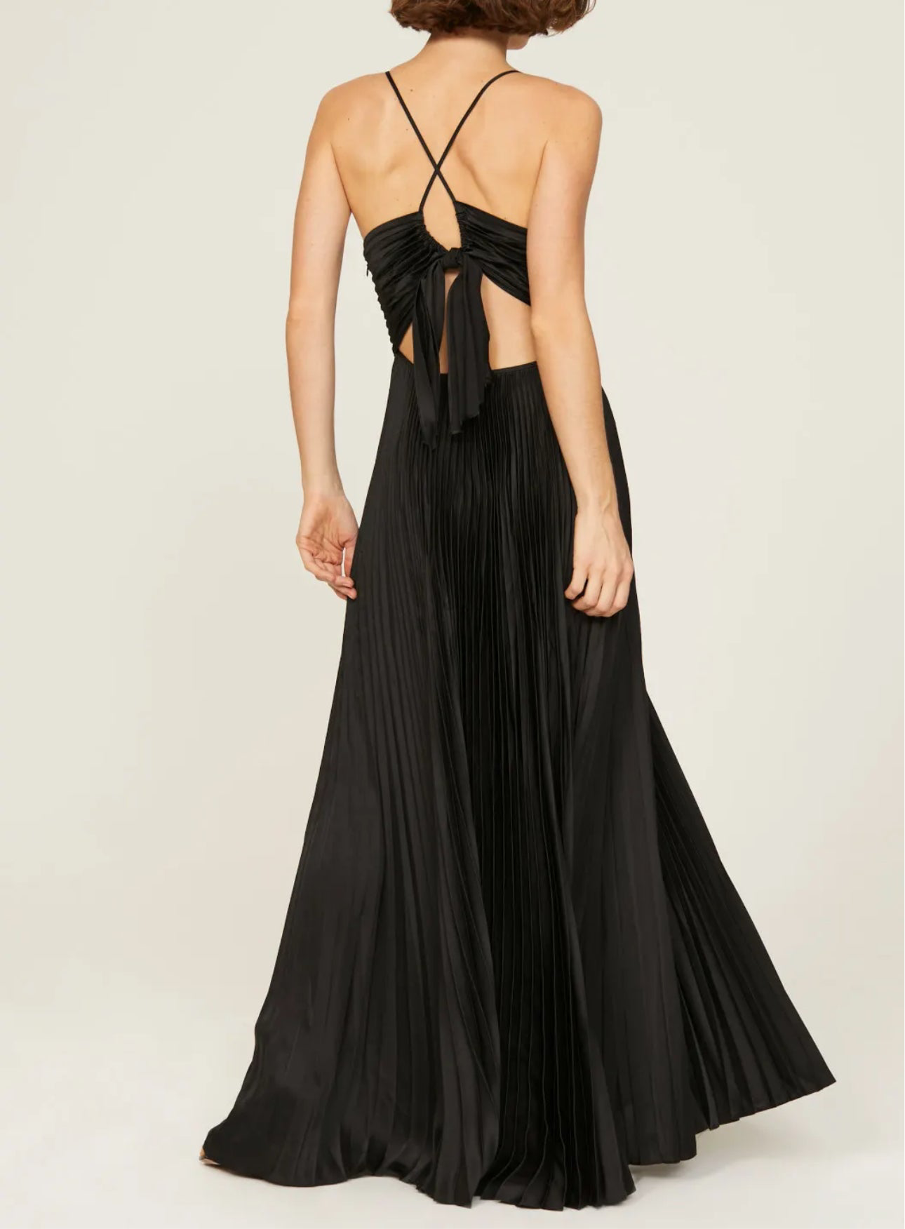 A.L.C. Aries Satin Pleated Dress - Black