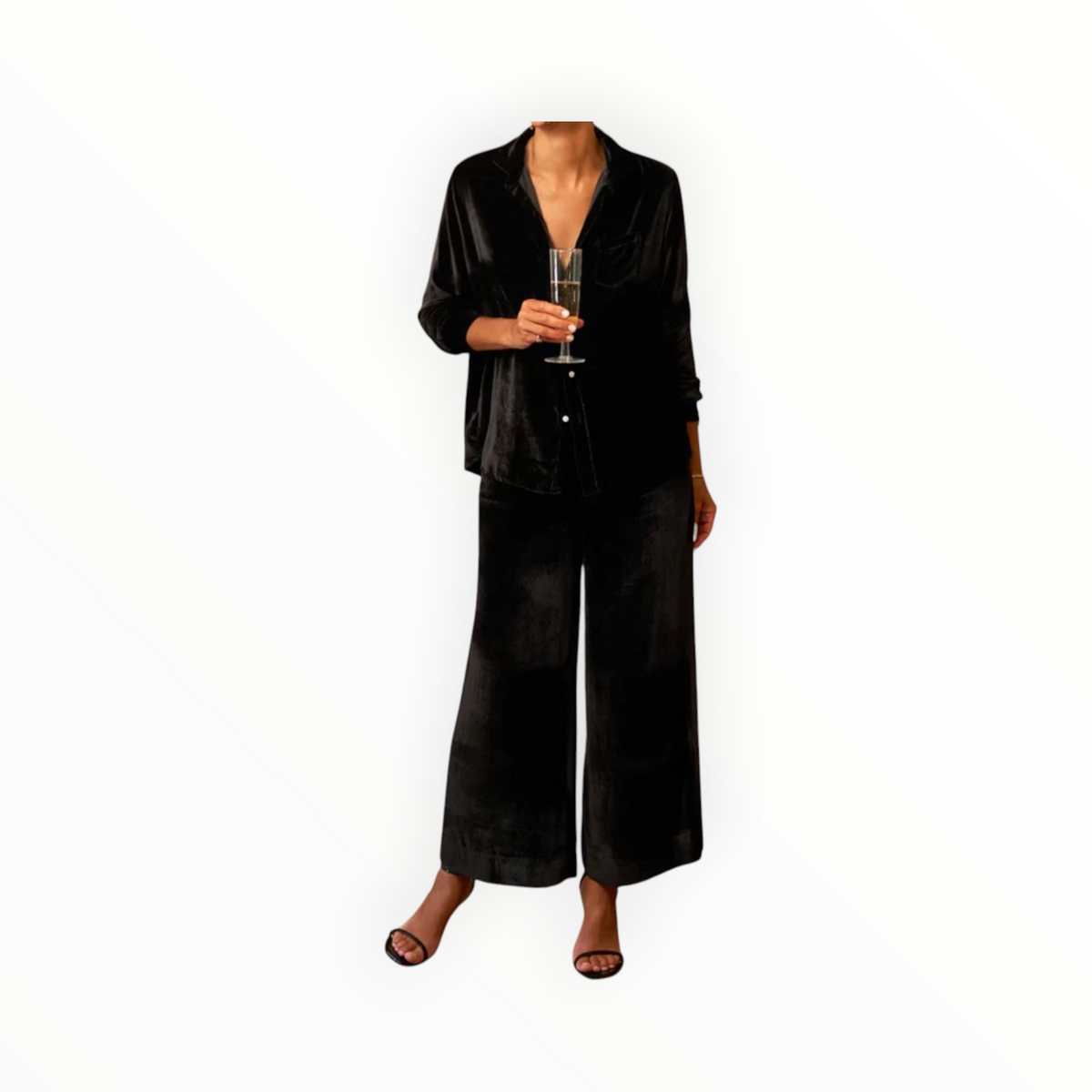 Frank & Eileen MAISIE Italian Washed Velvet Pant - Black