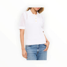 Michael Stars Perri Mesh Stitch Polo - White