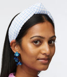 Lele Sadoughi Ivory Azure Knotted Seersucker Headband