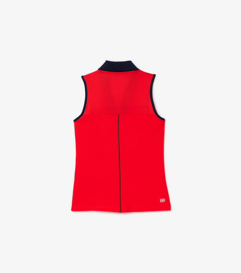 Lacoste Slim Fit Ultra Dry Sleeveless Tennis Polo - Red