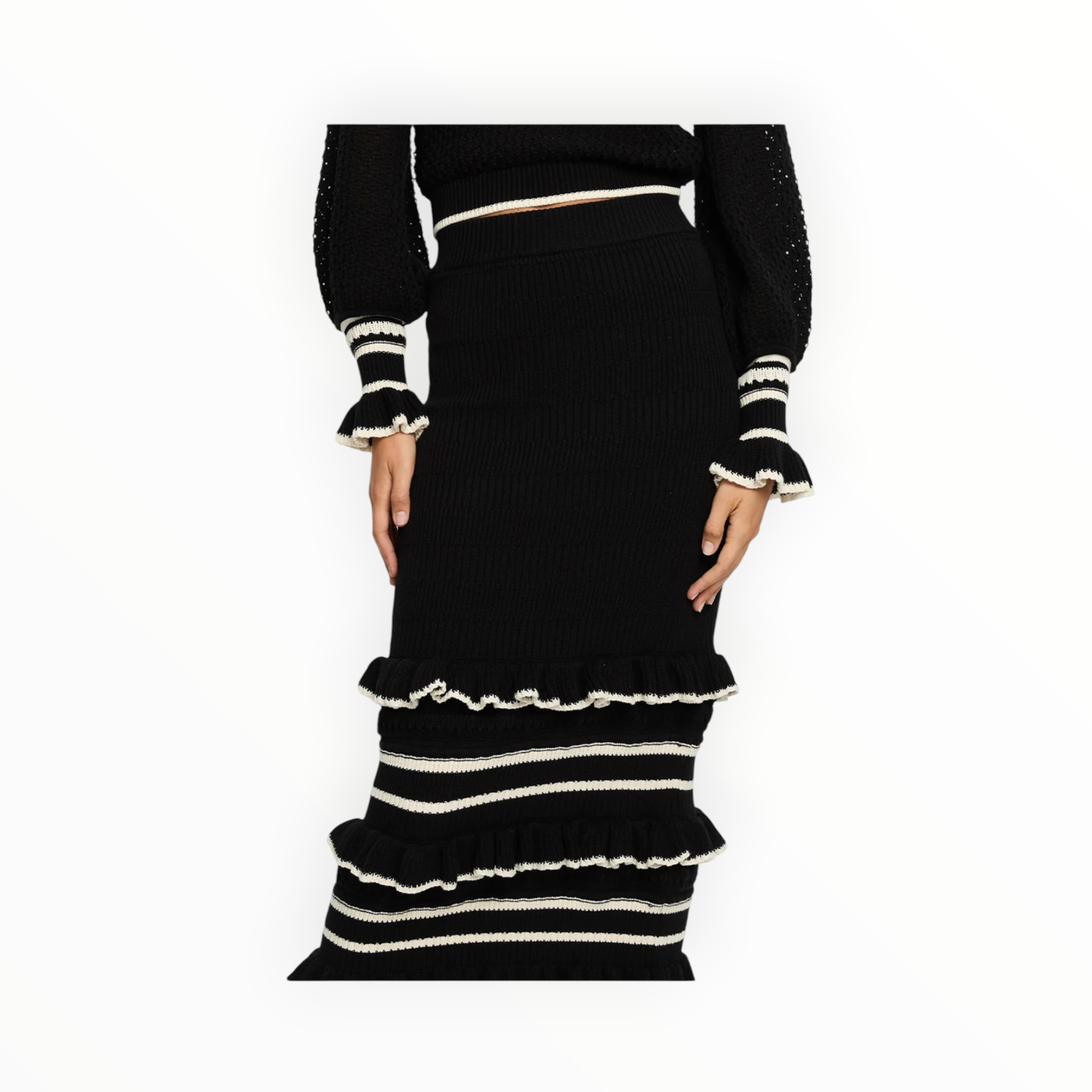 Kivari Rafaela Rafaela Knit Midi Skirt - Black/Cream
