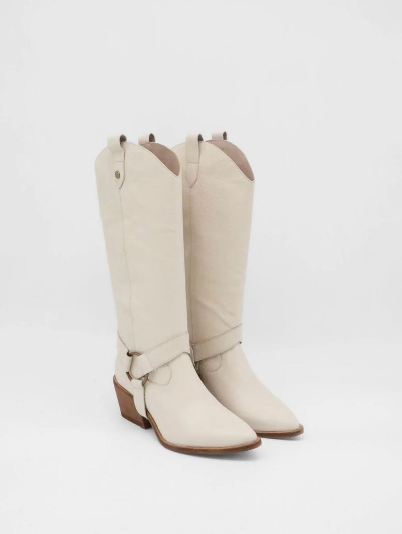 Stivali Penelope Western Cowboy Convertible Boots - Ivory Leather