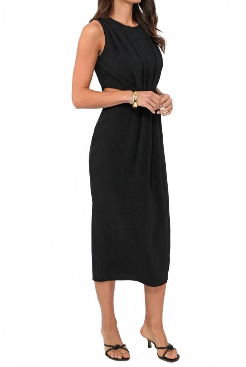Greylin Enis Side Cut Out Midi Dress - Black