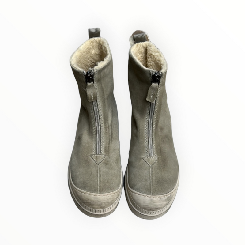 Lofina Suede Boot With Front Zipper - Sand