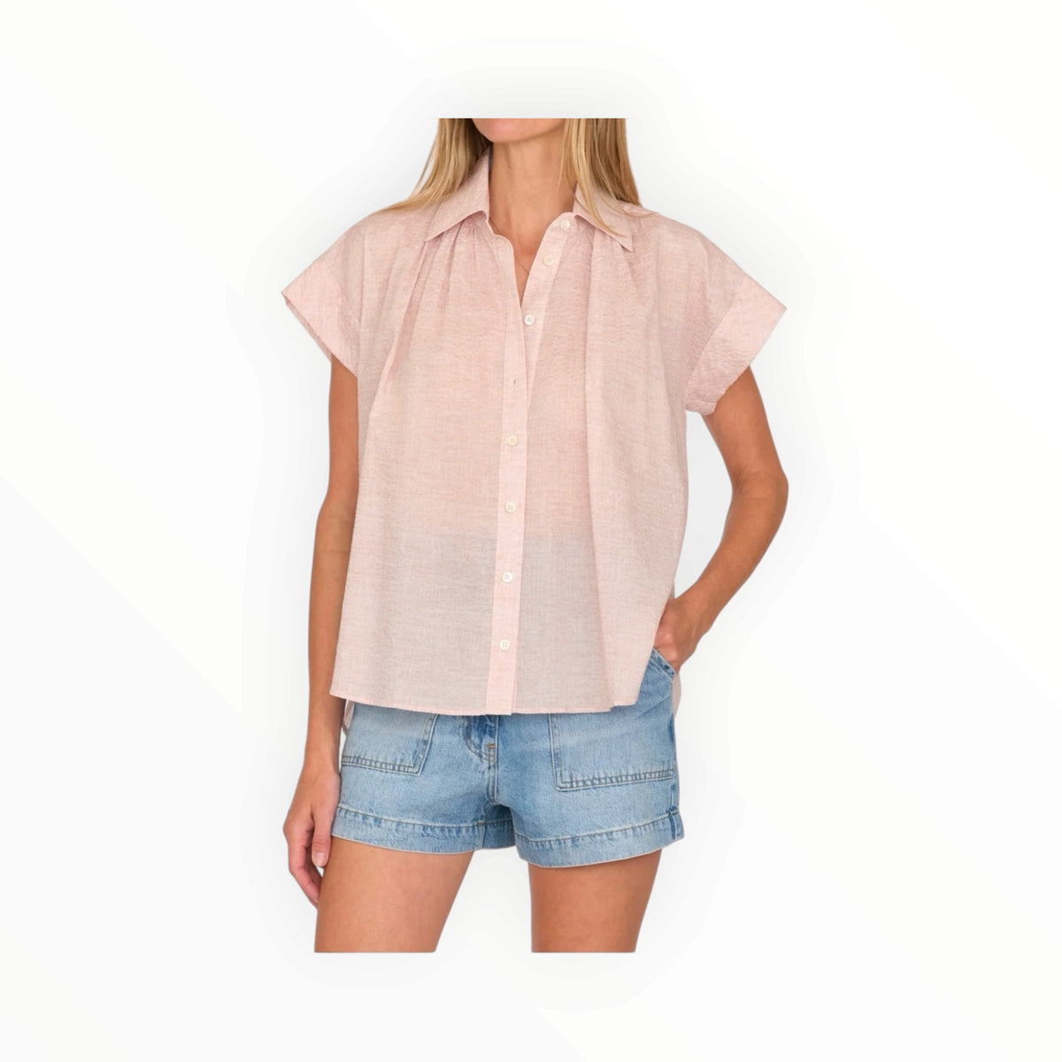 Secular Trinity Button-Up - Textured Pale Pink Cotton