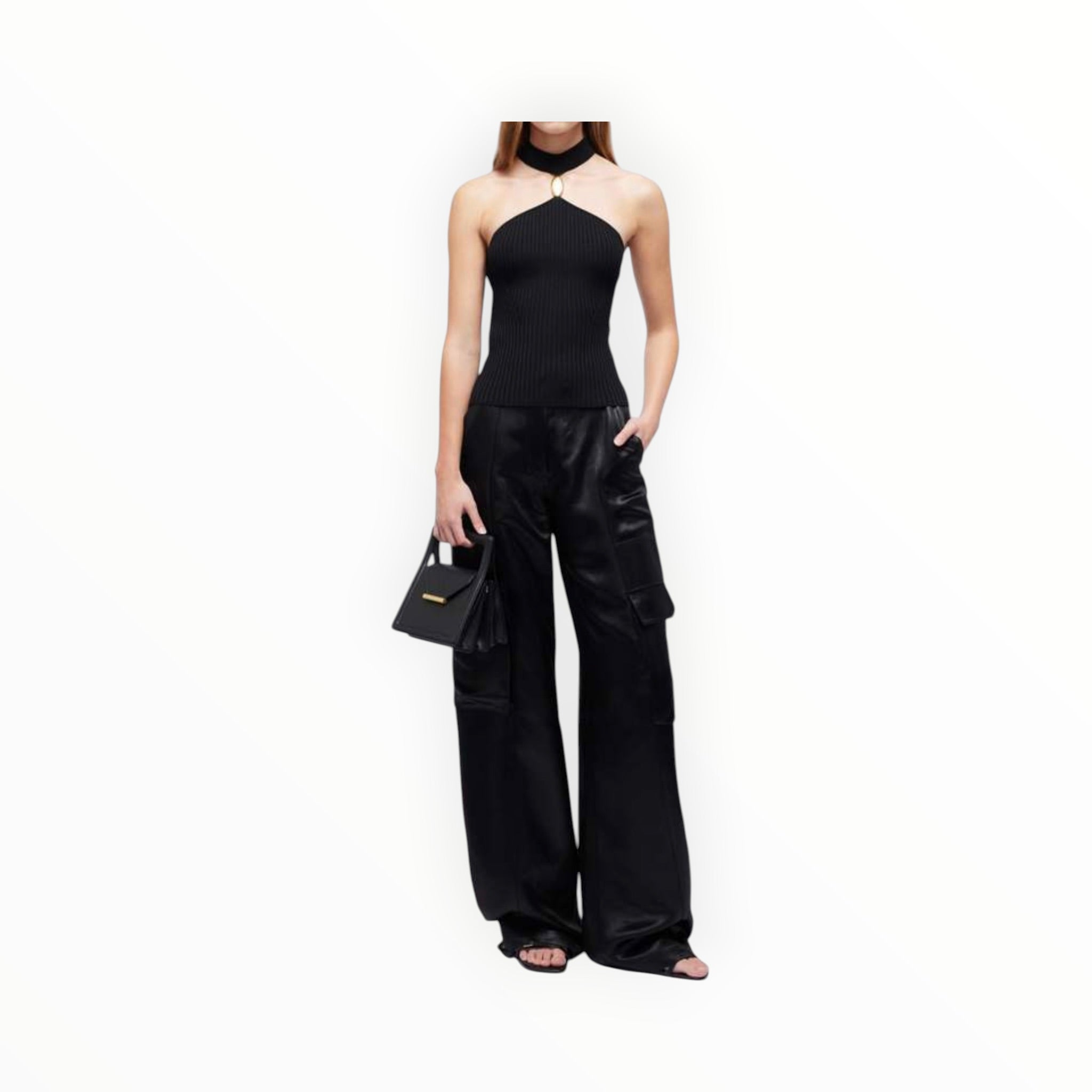 SIMKHAI Beatriz Wide Leg Cargo Pant - Black