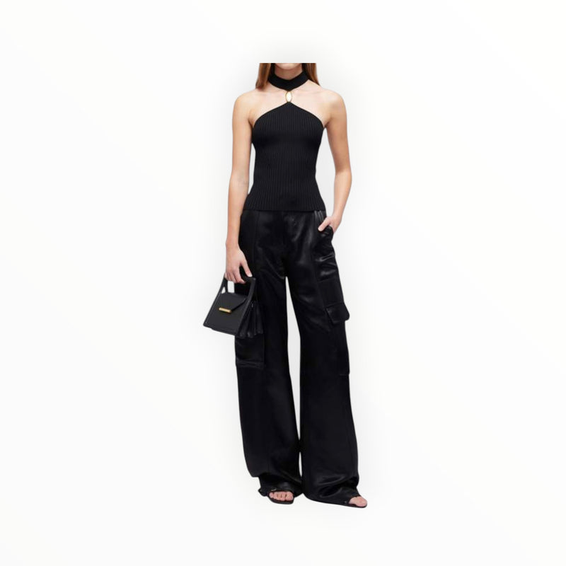 SIMKHAI Beatriz Wide Leg Cargo Pant - Black
