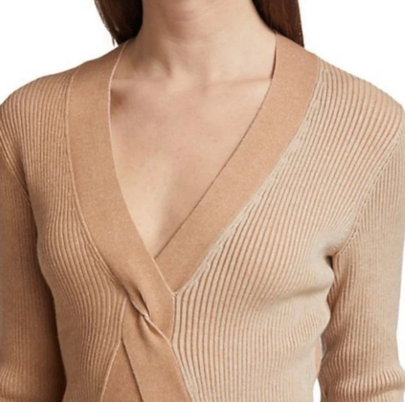 Naadam Ribbed Reversible Twist Front Top - Oatmeal Combo