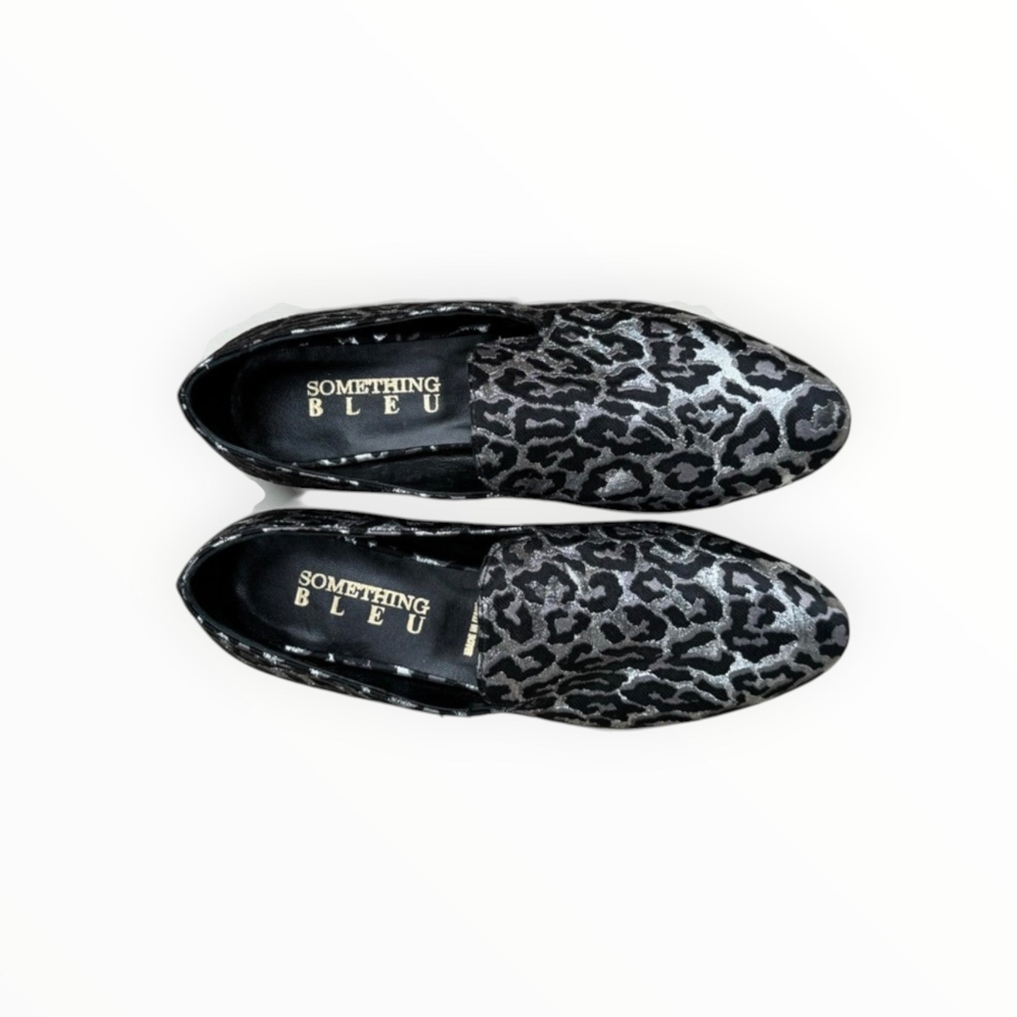 Something Bleu Tuxedo Flat - Silver Black Cheetah Fabric