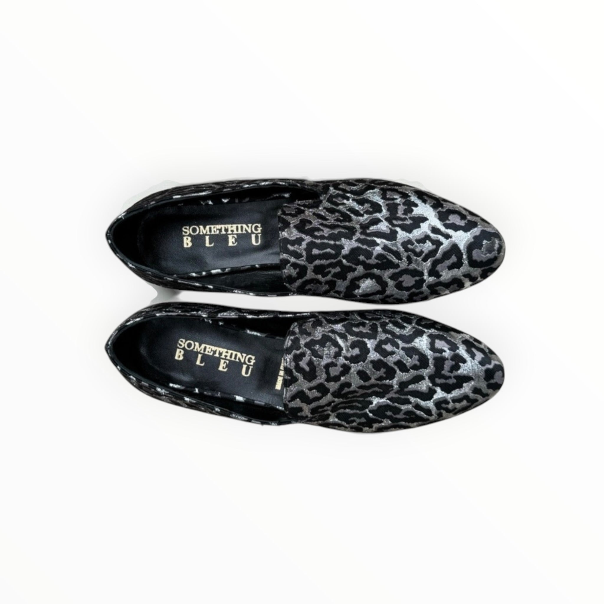 Something Bleu Tuxedo Flat - Silver Black Cheetah Fabric