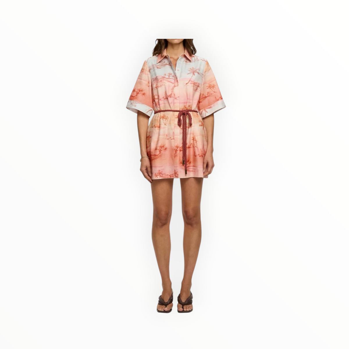 Kivari Sunset Shirt Mini Dress - Blue/Orange