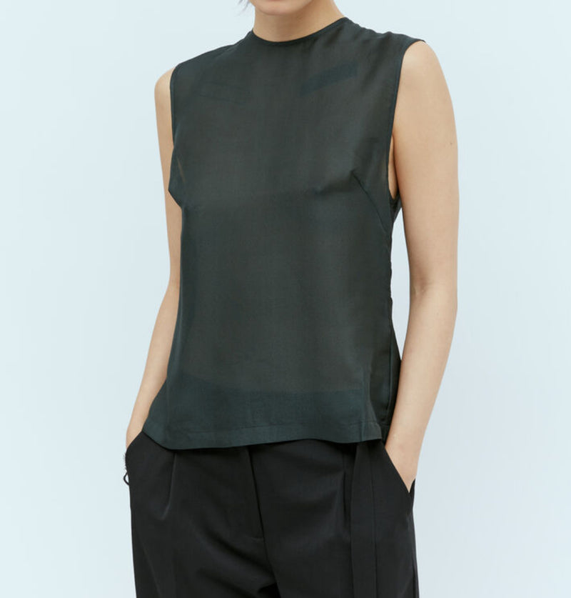 St. Agni Sheer Silk Gauze Top - Soot