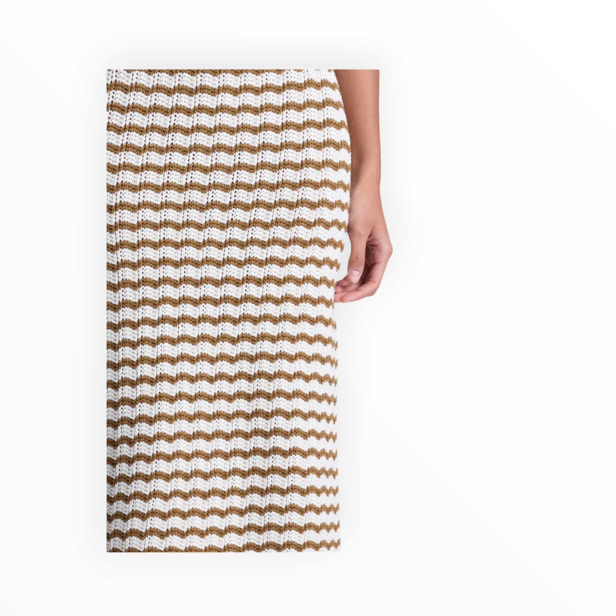 A.L.C. Alexis Striped Knit Skirt - Parchment/Aged Bronze