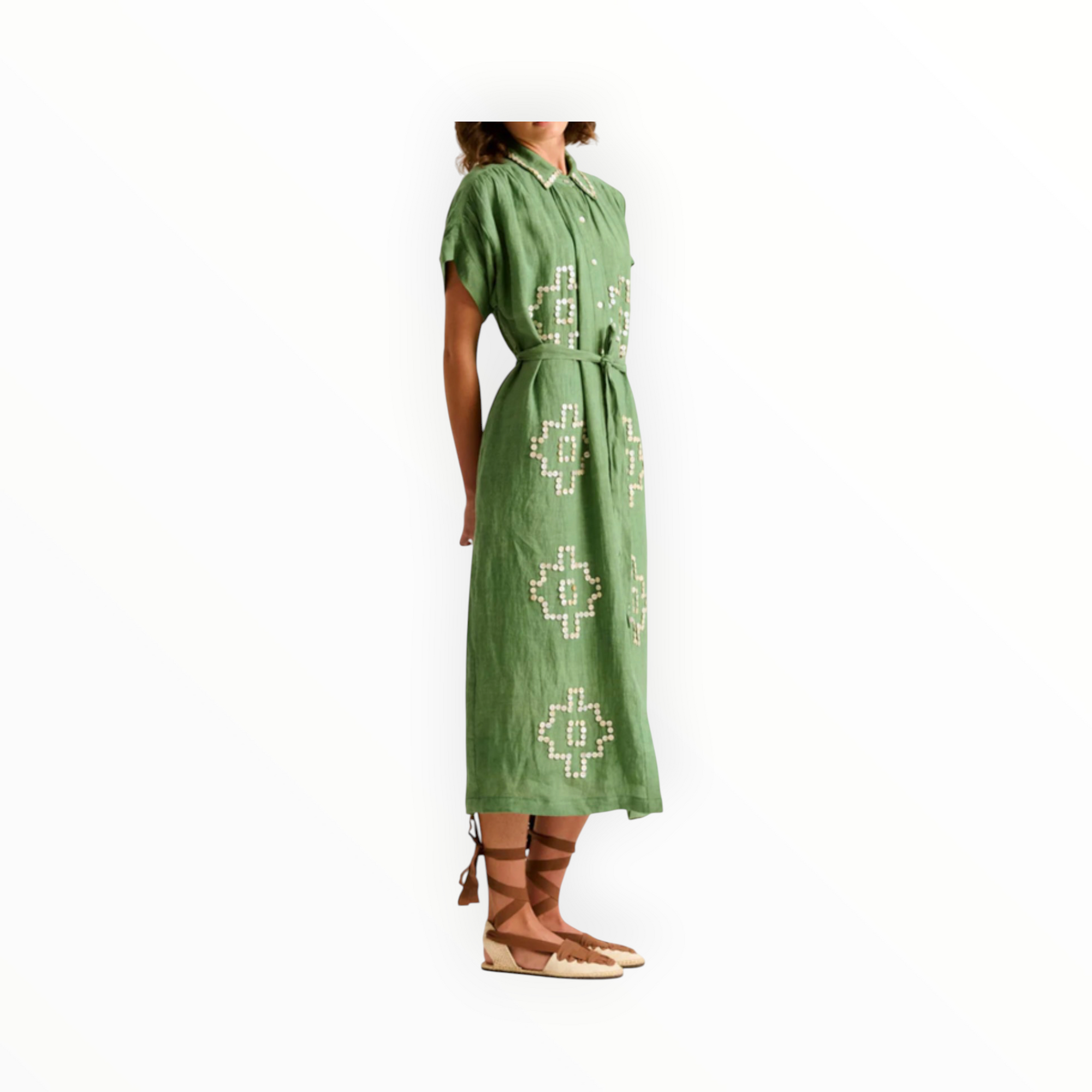 Carolina K Valerie Kaftan Dress - Green Leaf