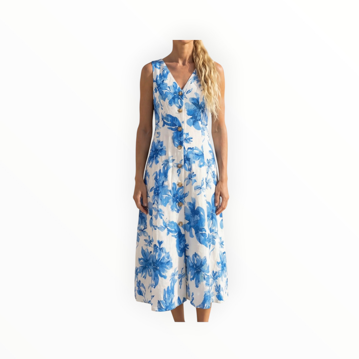 Amanda Maria Tailored Linen Blend Dress - Bloom