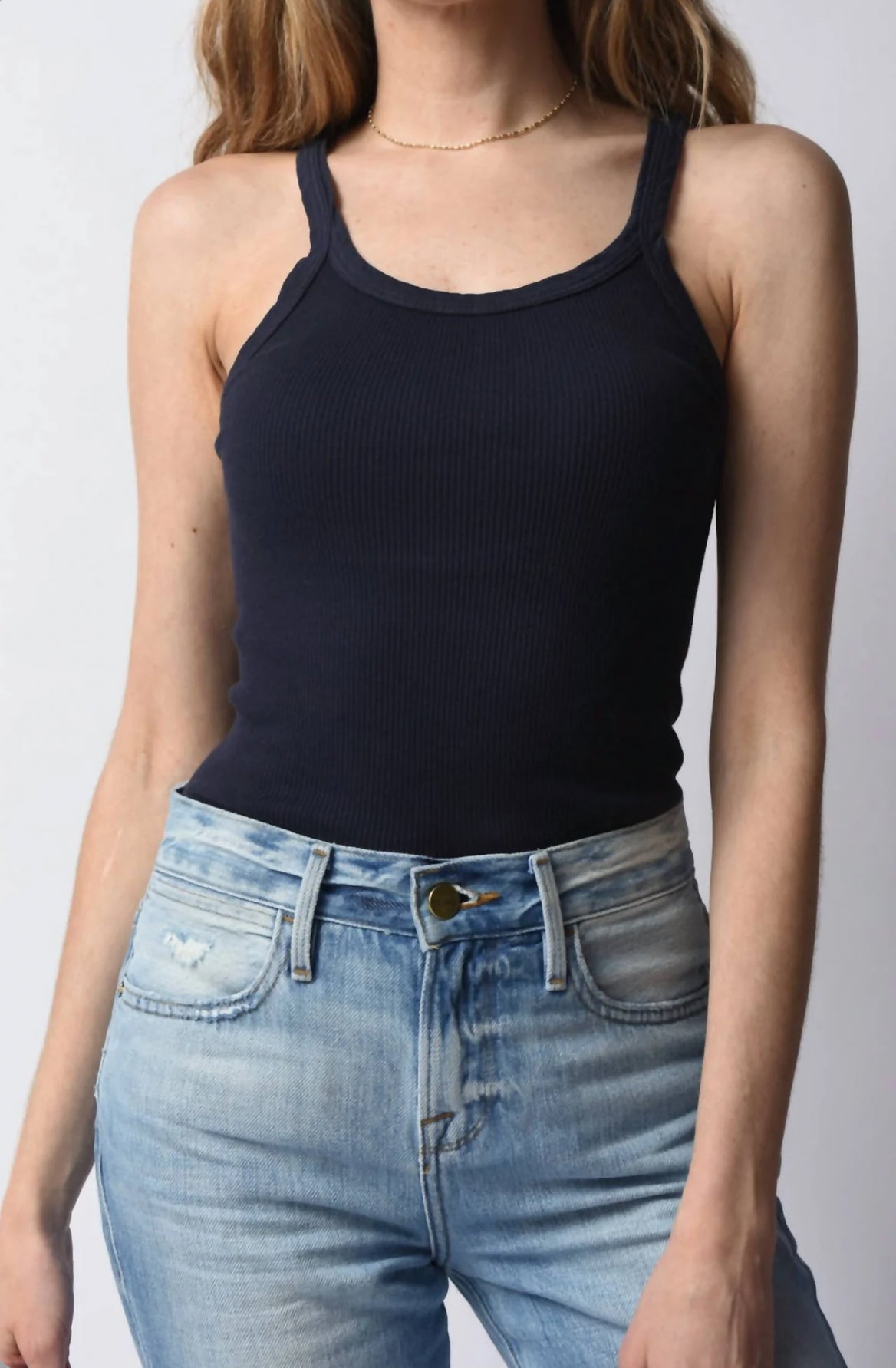Re/Done Hanes Ribbed Tank - Navy