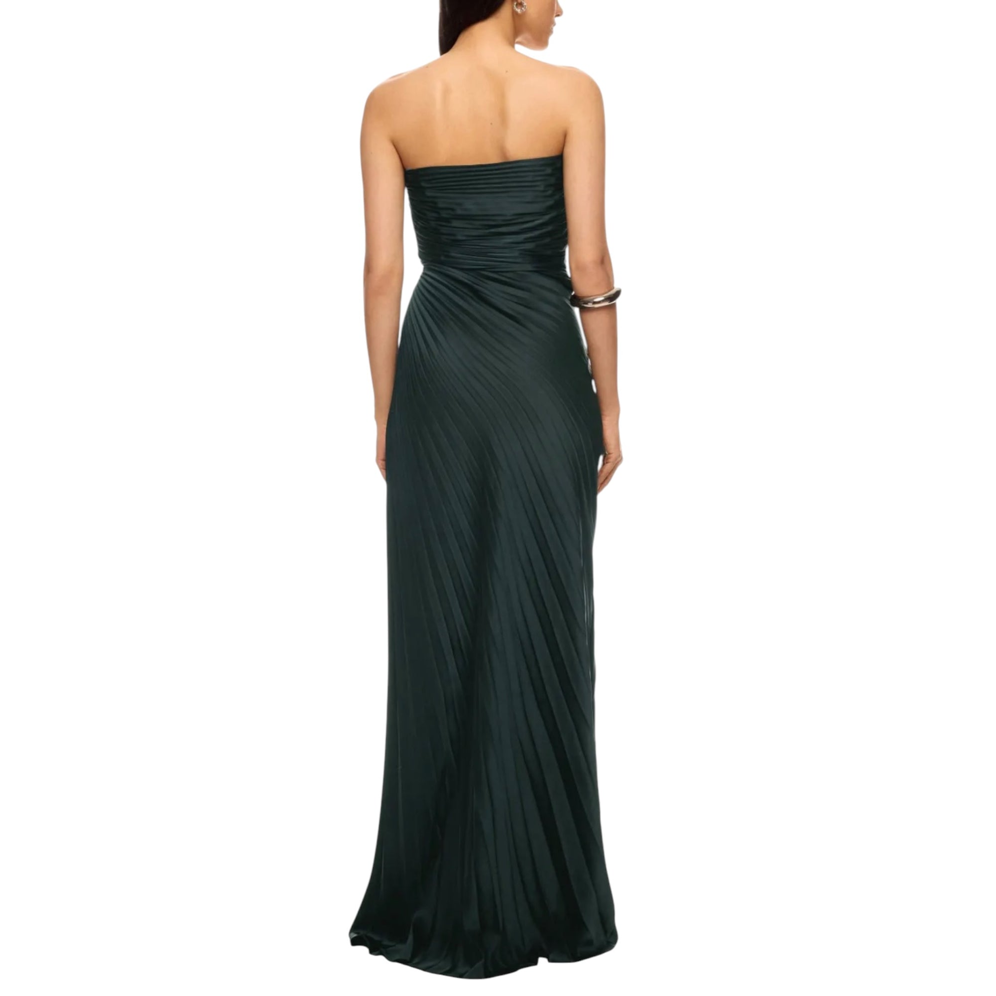 A.L.C. Bianca Strapless Pleated Maxi Dress - Forest