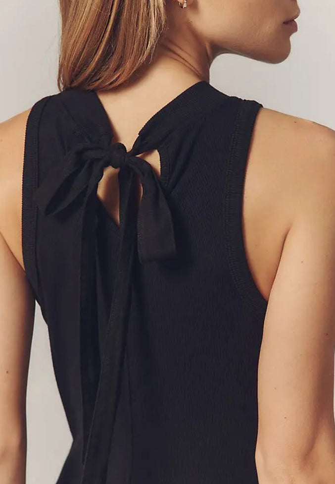 Stateside Linen Bubble Hem Dress - New Navy